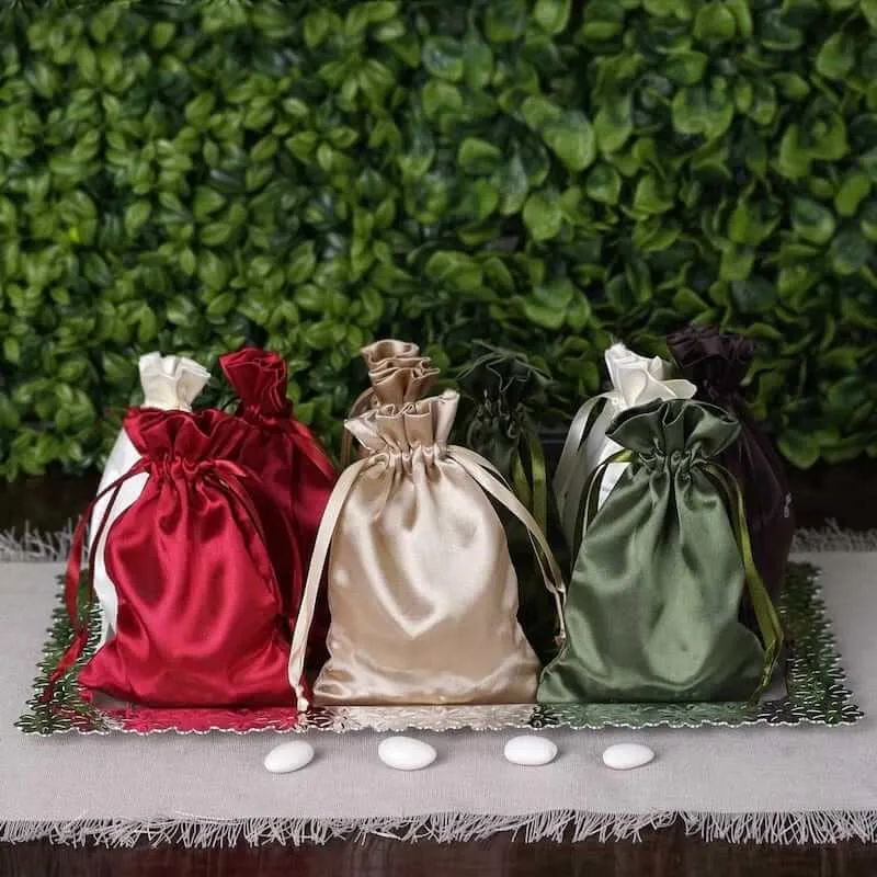 100 Pack Personalized Satin Drawstring Wedding Favor Bags 5"x7"