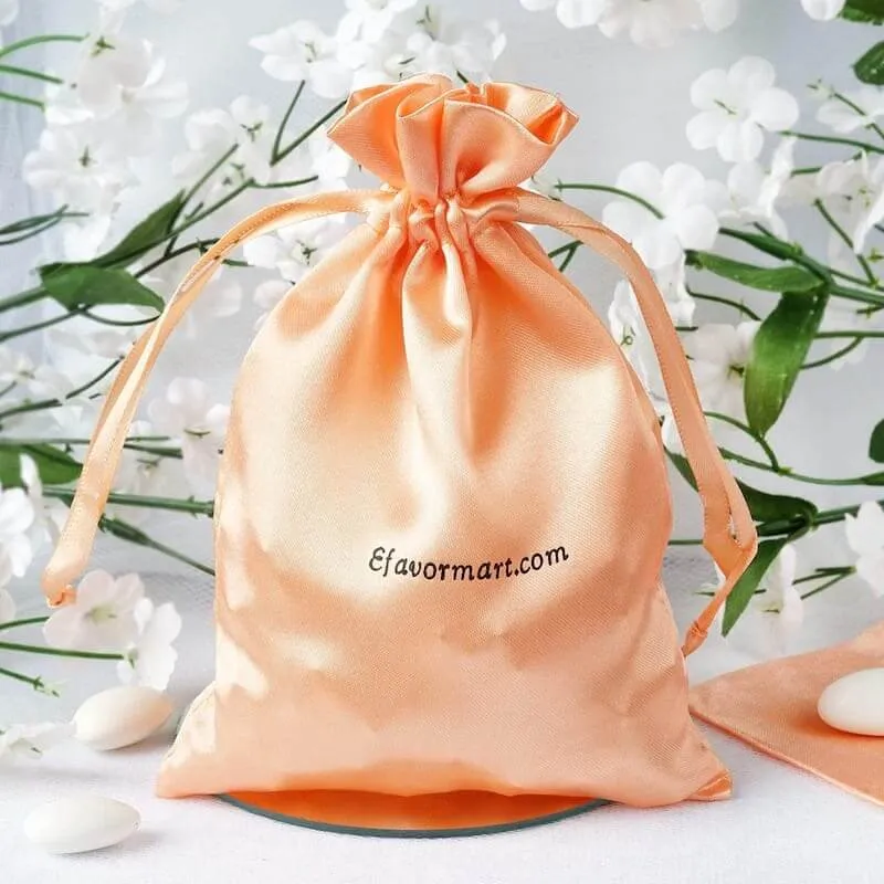 100 Pack Personalized Satin Drawstring Wedding Favor Bags 5"x7"