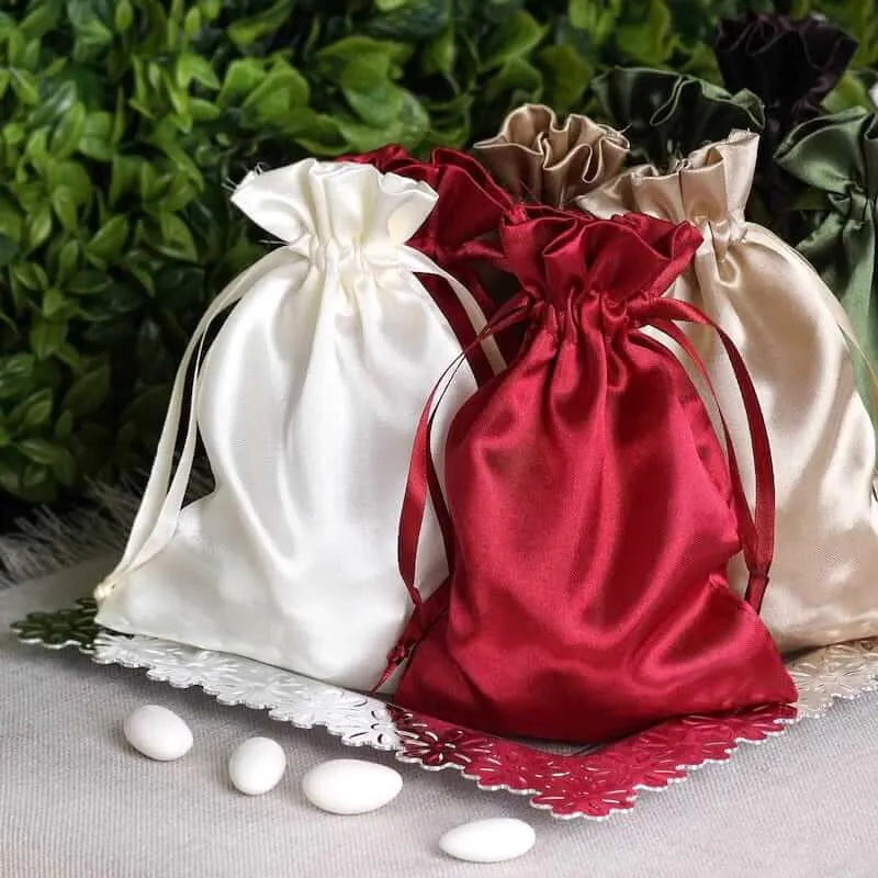 100 Pack Personalized Satin Drawstring Wedding Favor Bags 5"x7"