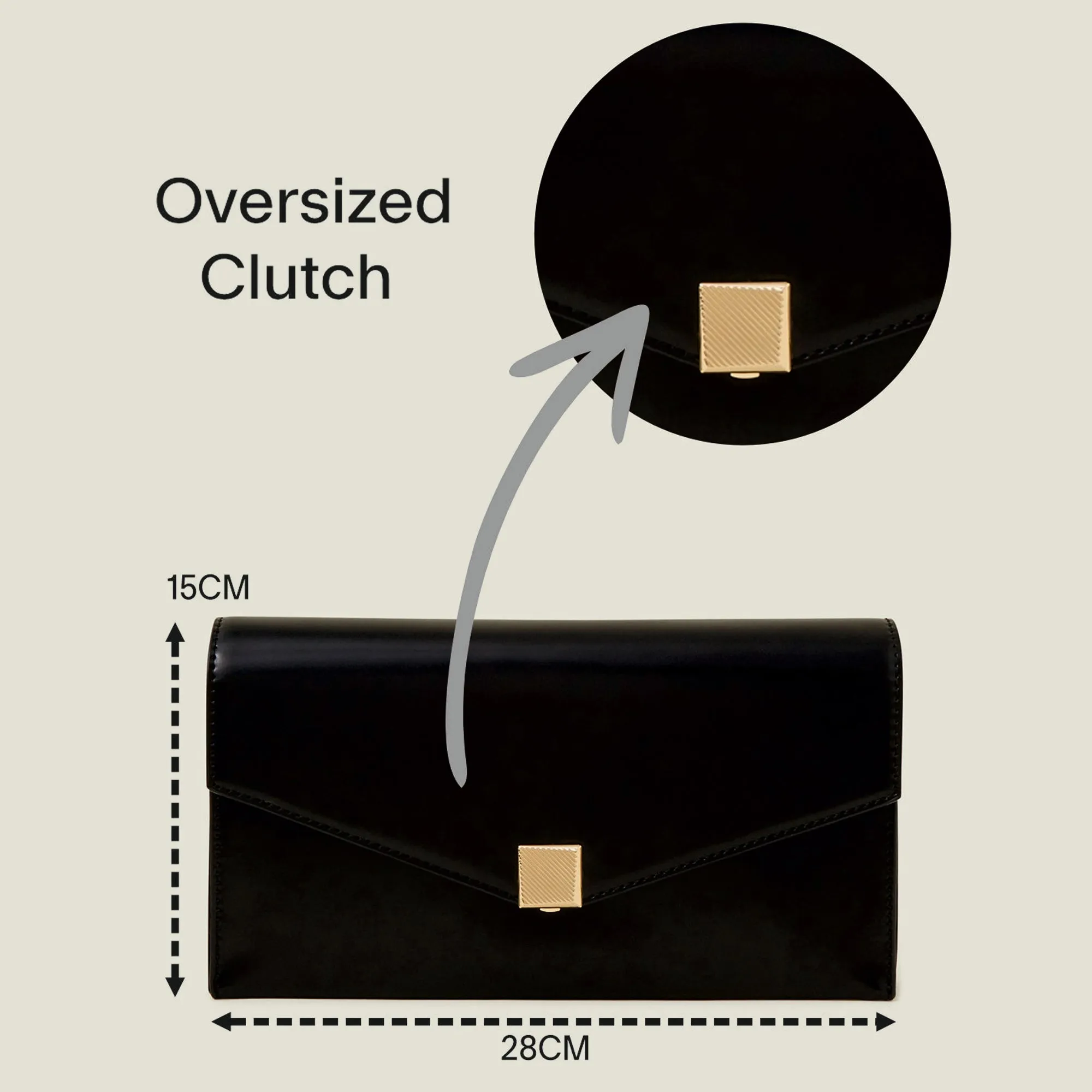 Accessorize London Women's Black Oversized Clutch