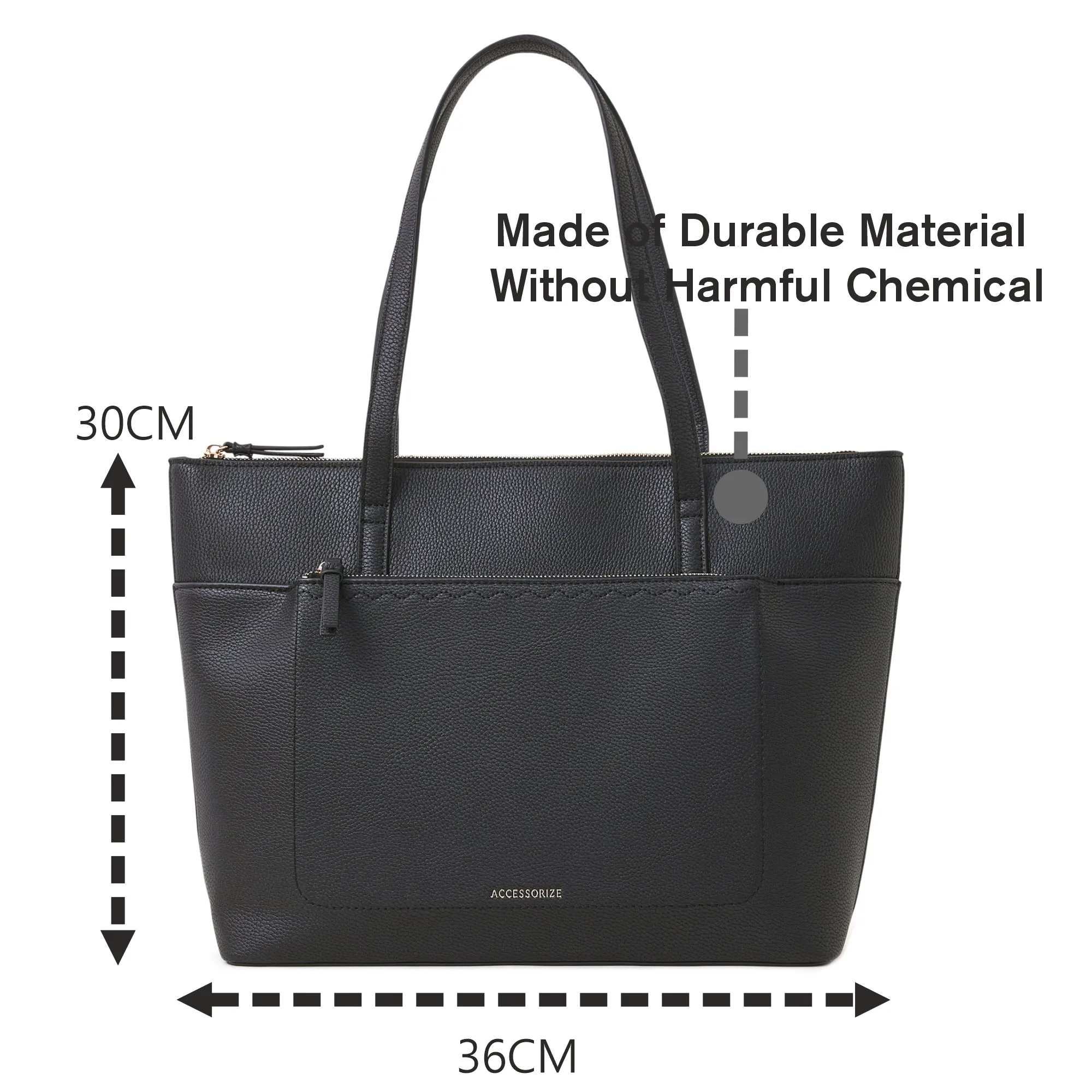 Accessorize London Women's Classic Black Front Pocket Tote Bag