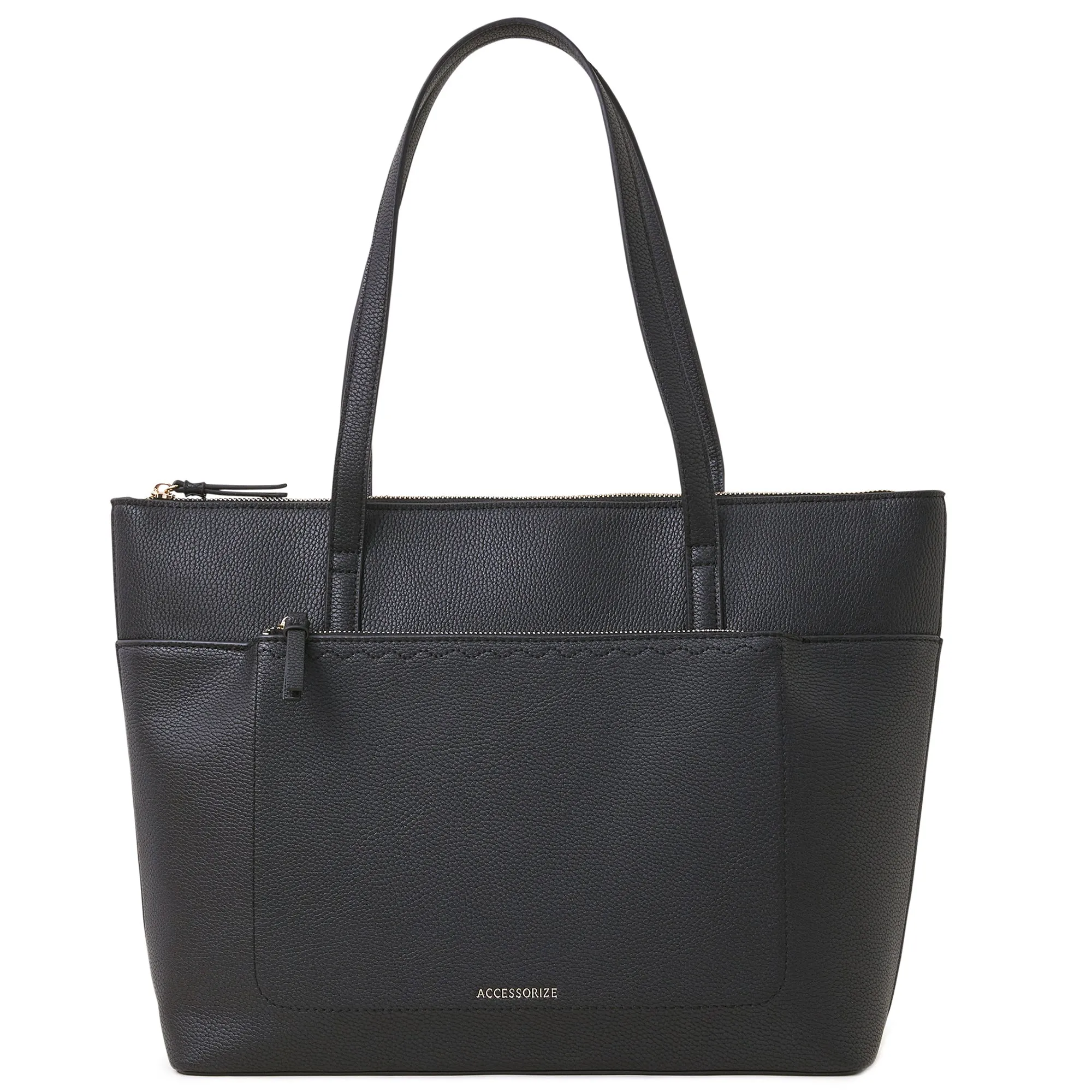 Accessorize London Women's Classic Black Front Pocket Tote Bag