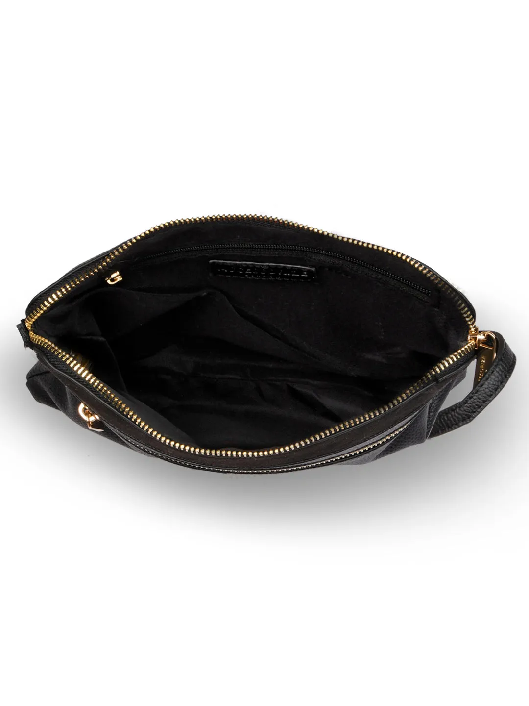 Accessorize London Women's Faux Leather Black Elly Front Pocket Sling Bag