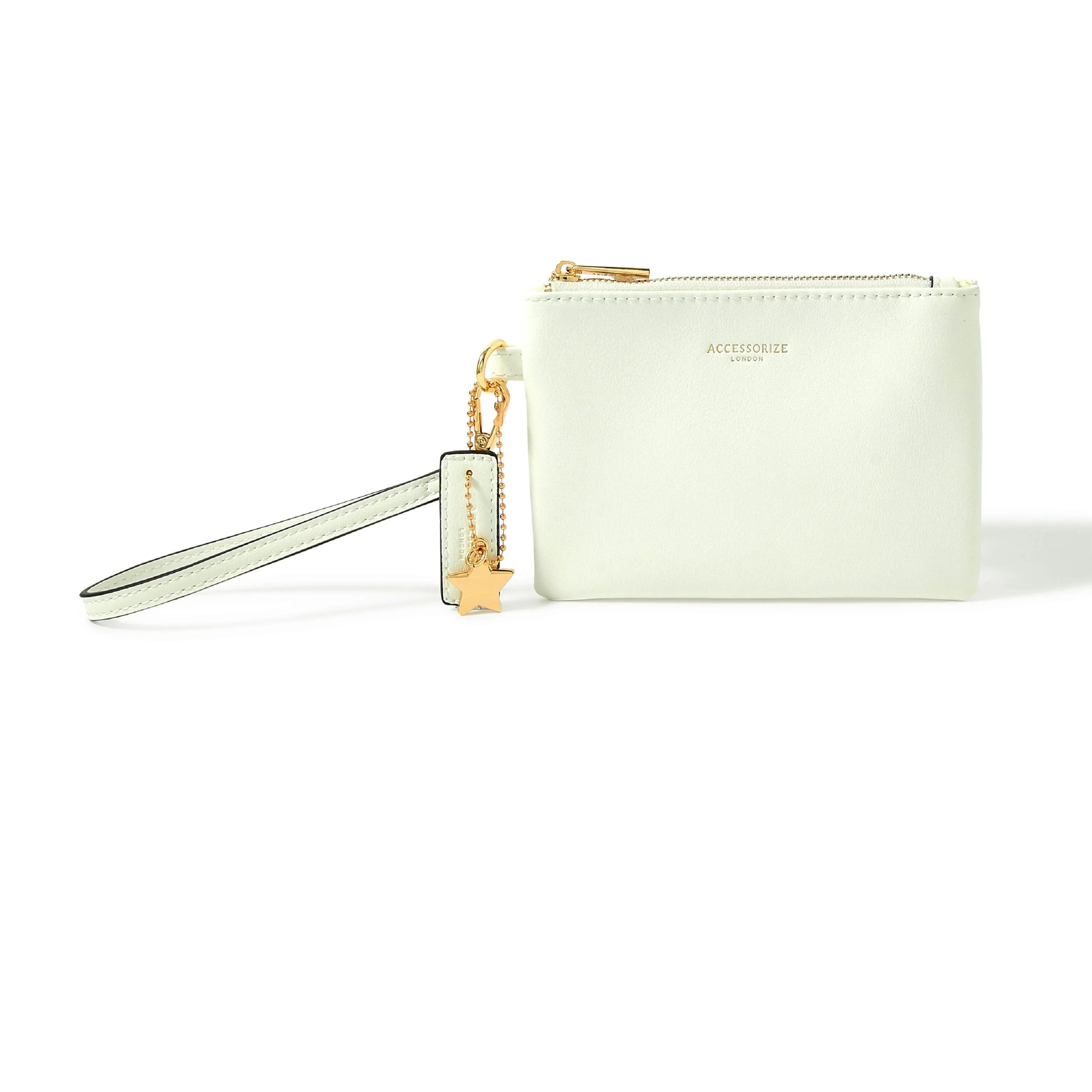 Accessorize London Women's Faux Leather White Charm Wristlet Wallet