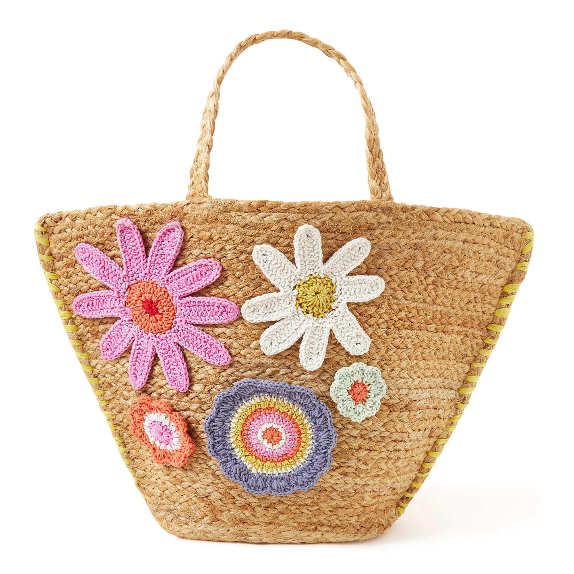 Accessorize London Women's Flower Applique Basket Bag