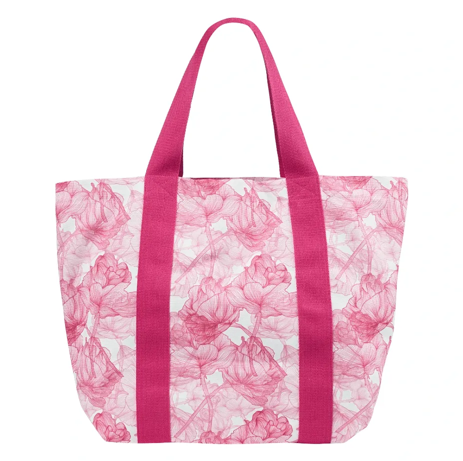 Beach Bag Flowers Pink