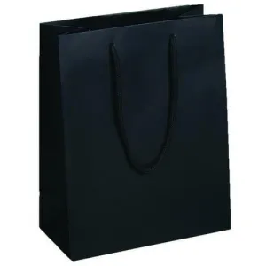 Black Matte Rope Handle Euro-Tote Shopping Bags - 8.0 x 4.0 x 10.0