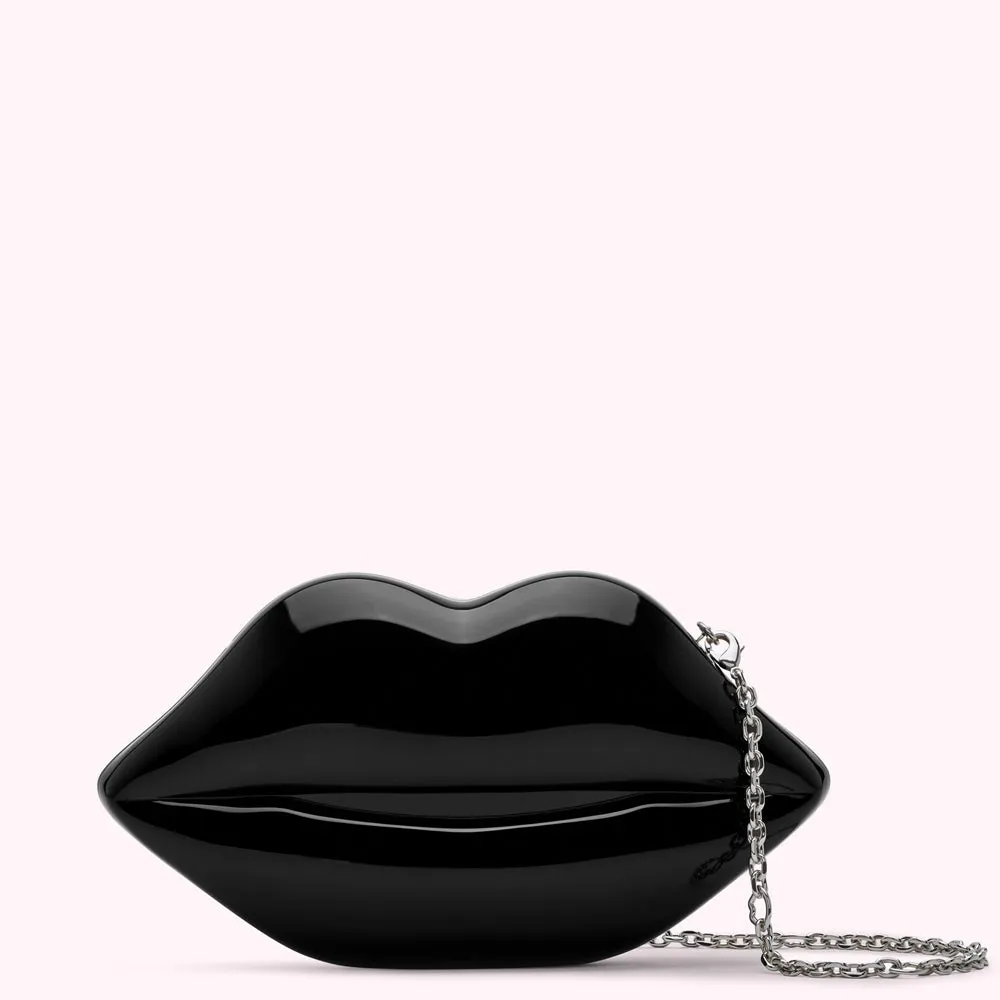 BLACK MEDIUM LIPS CLUTCH BAG