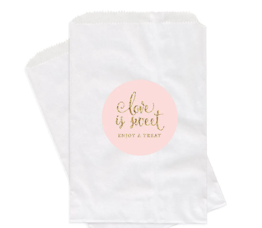 Blush Pink Gold Glitter Love is Sweet Enjoy a Treat Favor Bags