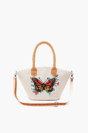 Butterfly Beaded Mini Jute Tote