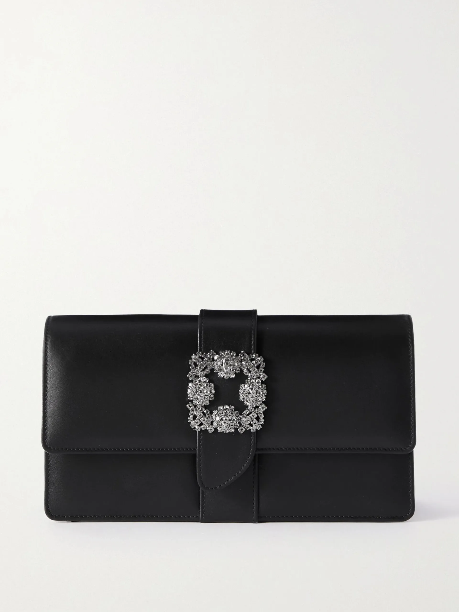 Capri crystal-embellished leather clutch