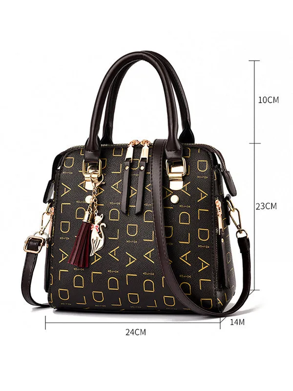 Casual Letter Print Zipper Simpel Shoulder Bag