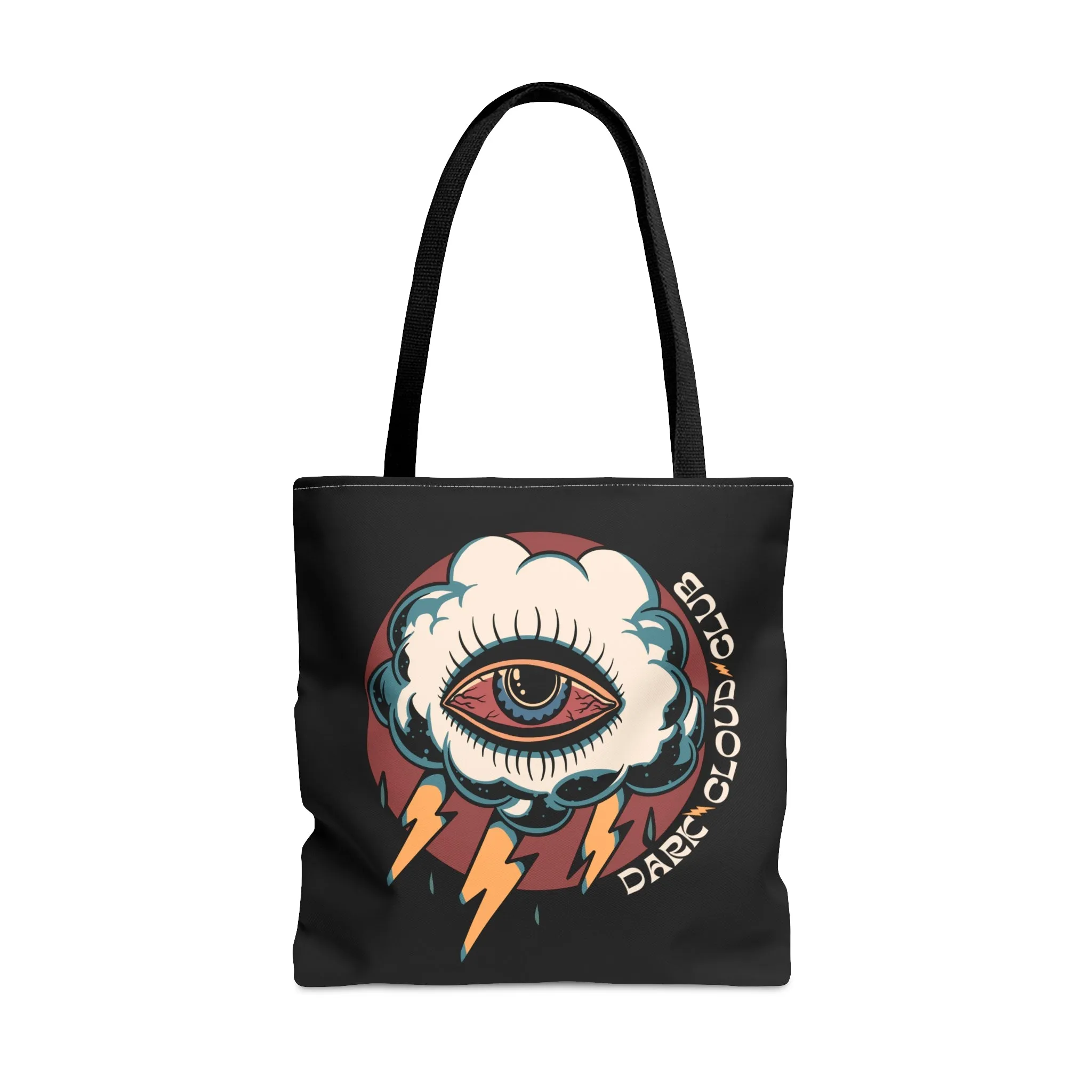 Copy of Dark Cloud Umbrella Lightning Tattoo Tote Bag in Black / Vintage American Old School Traditional Tattoo Flash  / Punk Rock Beach Shopping