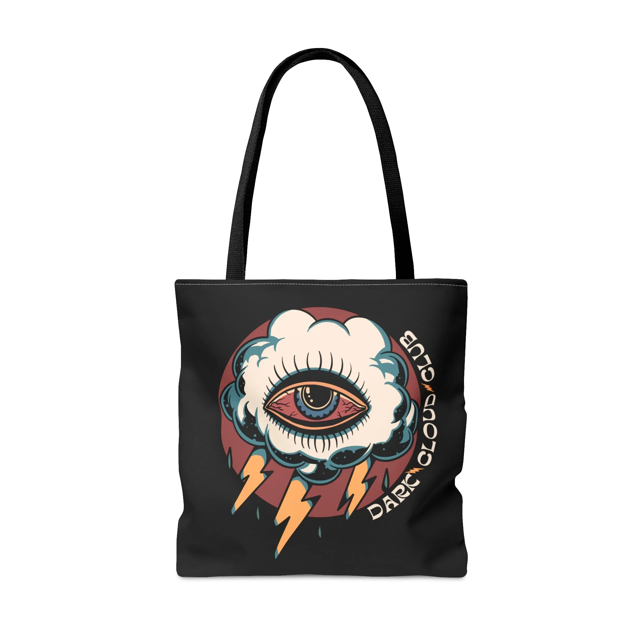 Copy of Dark Cloud Umbrella Lightning Tattoo Tote Bag in Black / Vintage American Old School Traditional Tattoo Flash  / Punk Rock Beach Shopping