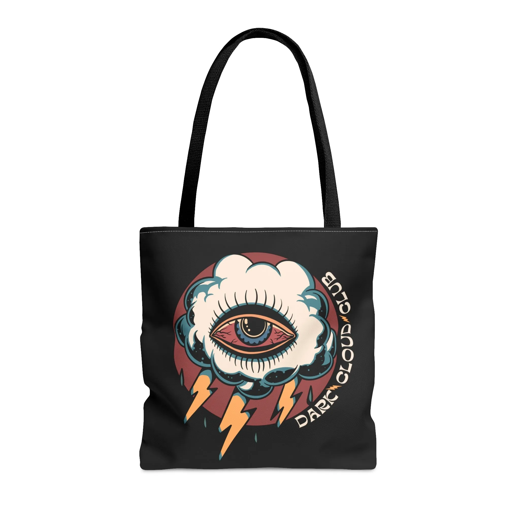 Copy of Dark Cloud Umbrella Lightning Tattoo Tote Bag in Black / Vintage American Old School Traditional Tattoo Flash  / Punk Rock Beach Shopping