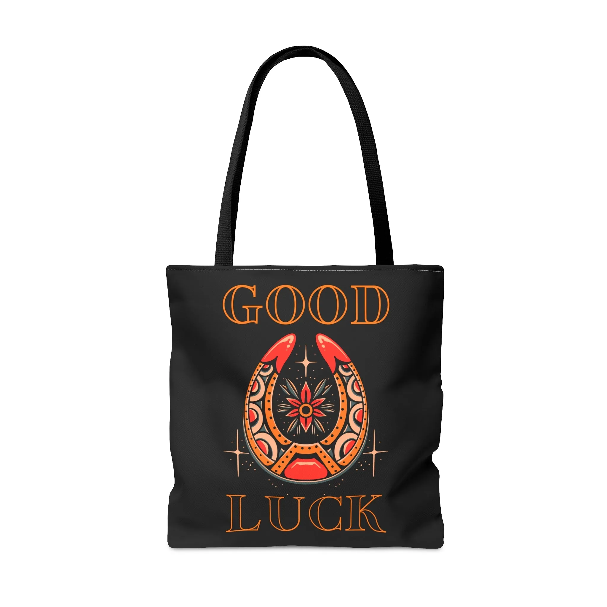 Copy of Good Luck Tattoo Tote Bag in Black / Vintage American Old School Traditional Tattoo Flash  / Punk Rock Beach Shopping Bag Lucky