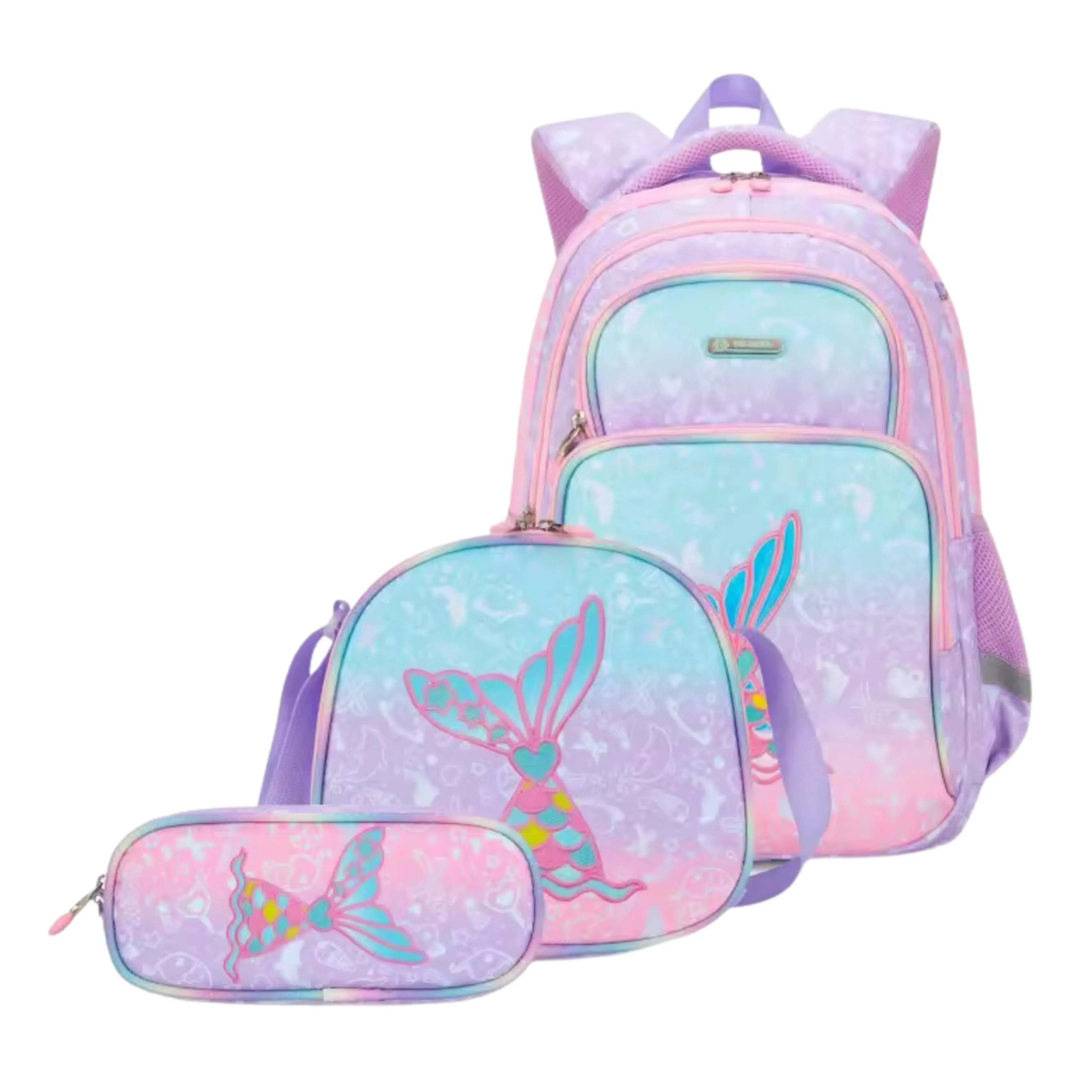 CUSANGEL -  Mermaid Kids Backpack Three-piece Primary School