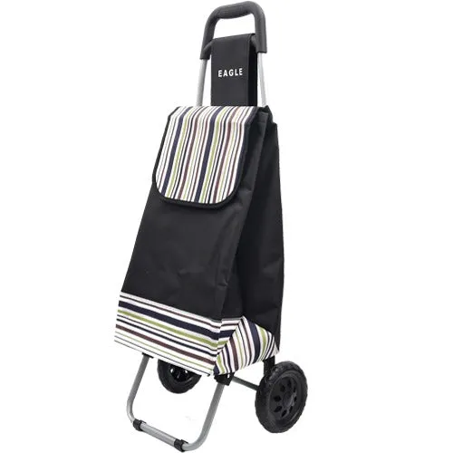 Eagle London 2 Wheel Folding Shopping Trolley 43L Stripe Print