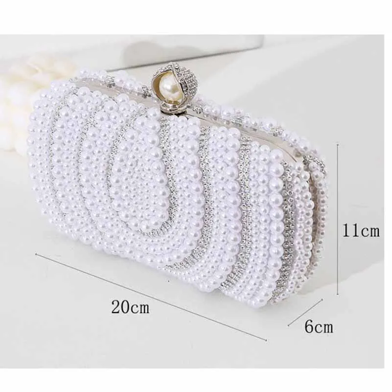 Evening Clutch Bag Pearl Beaded Purses Party Handbag