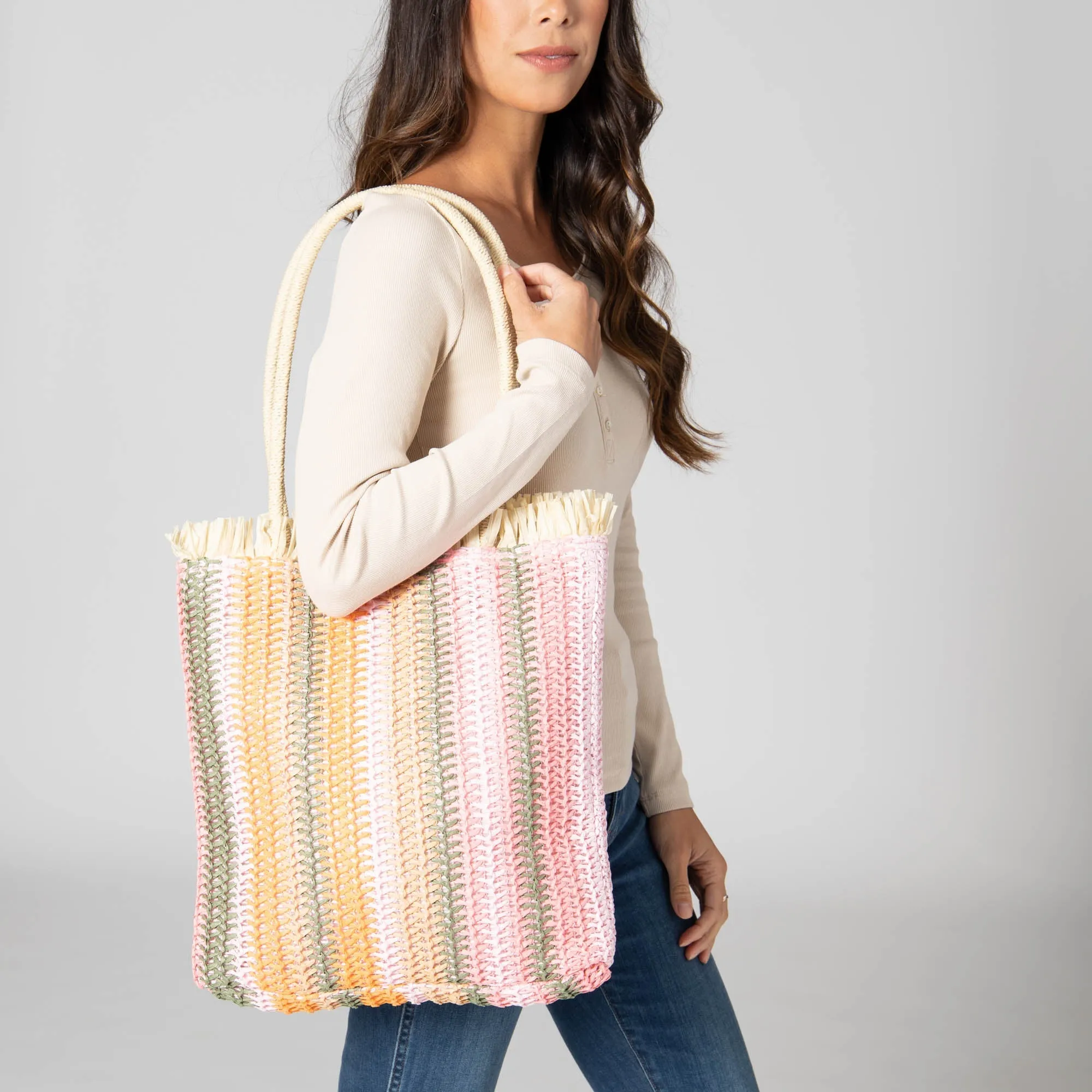 Felecity - Crochet Vertical Stripe Tote