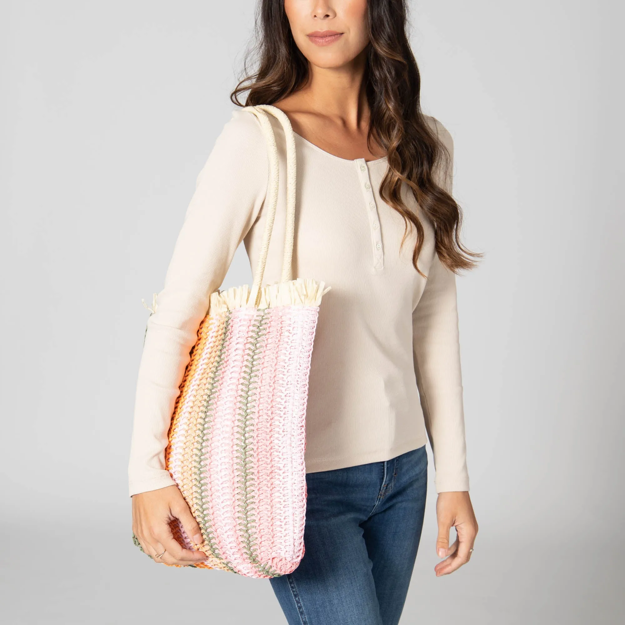 Felecity - Crochet Vertical Stripe Tote