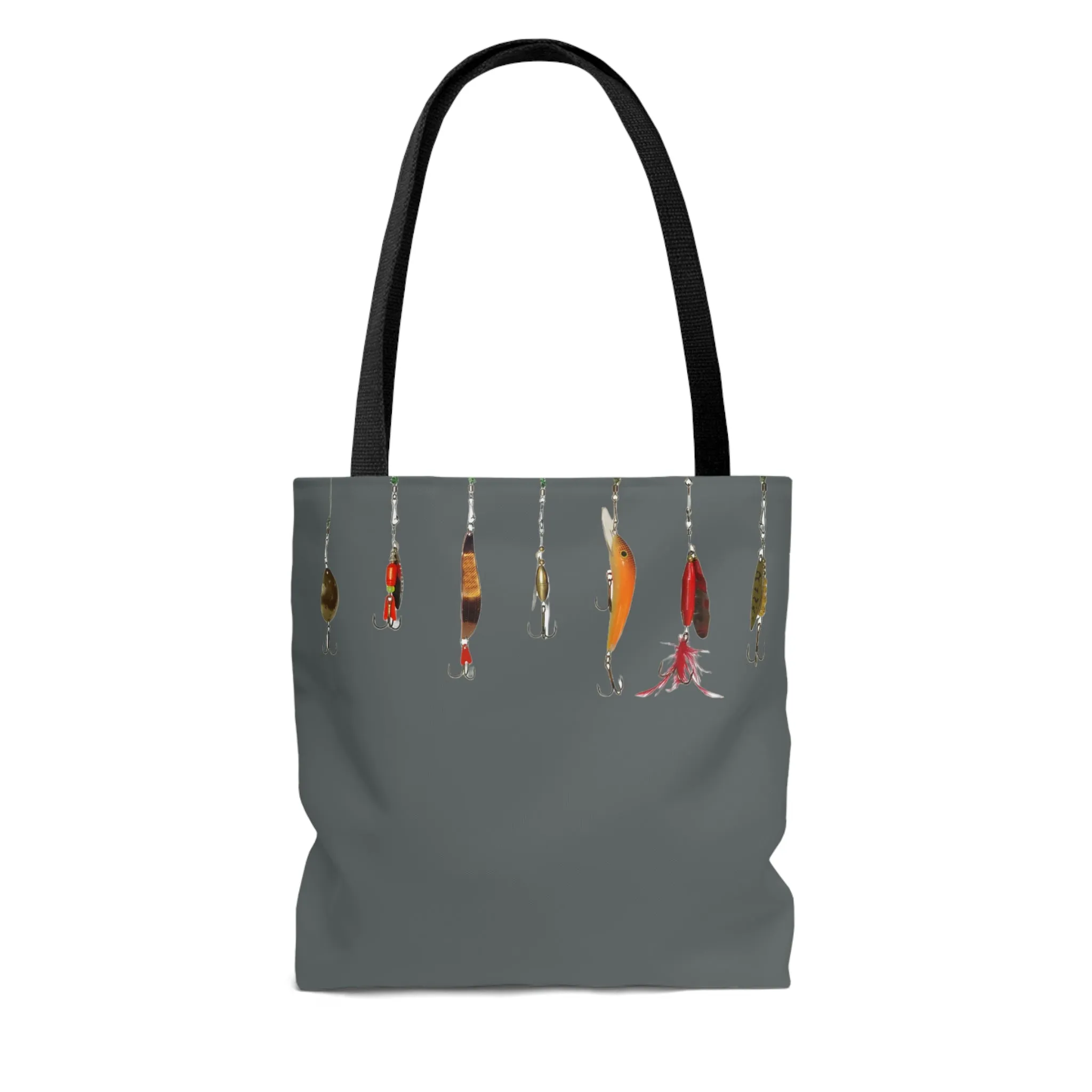 Fishing Theme  Boat / Beach Bag - Lures - Dark Grey AOP Tote Bag