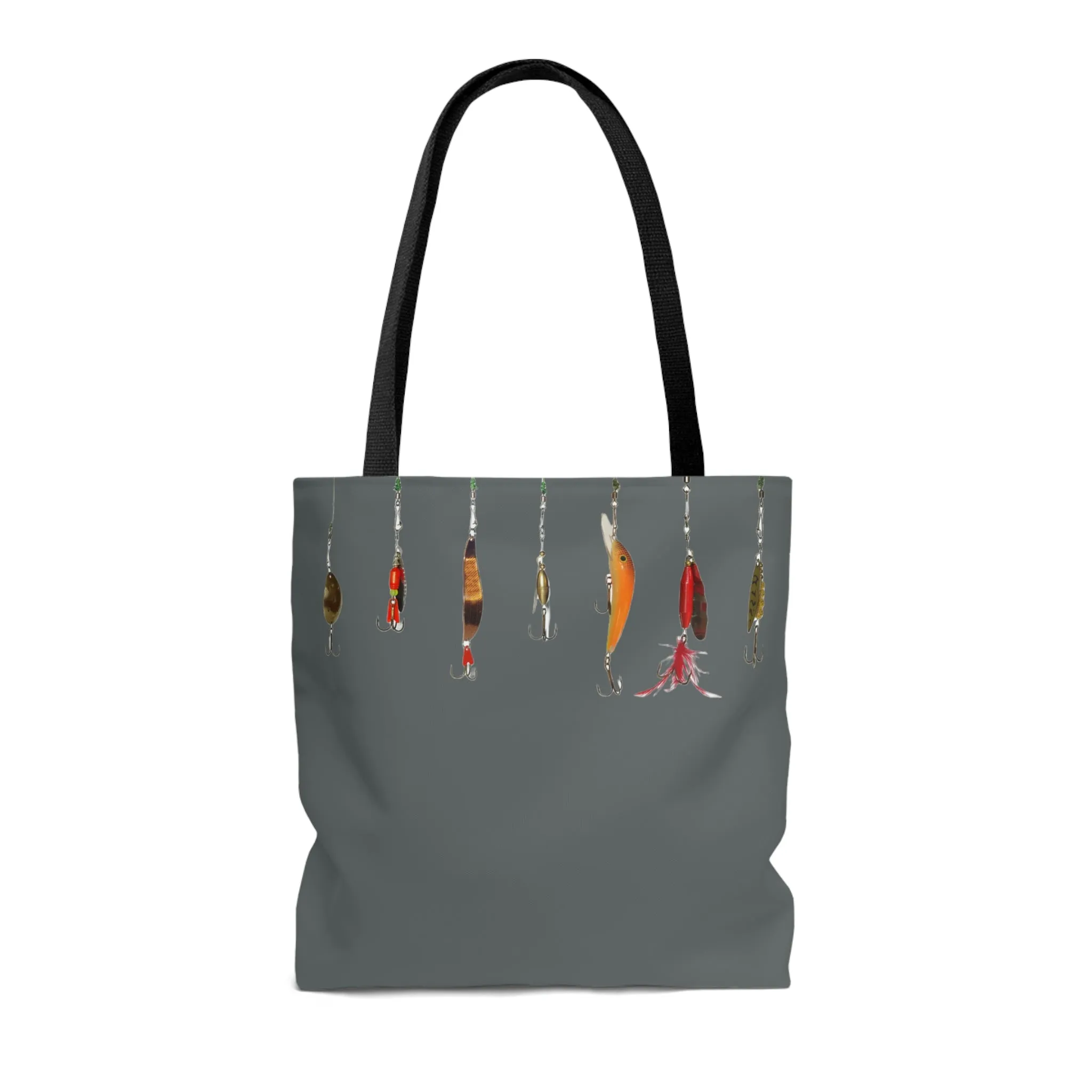 Fishing Theme  Boat / Beach Bag - Lures - Dark Grey AOP Tote Bag