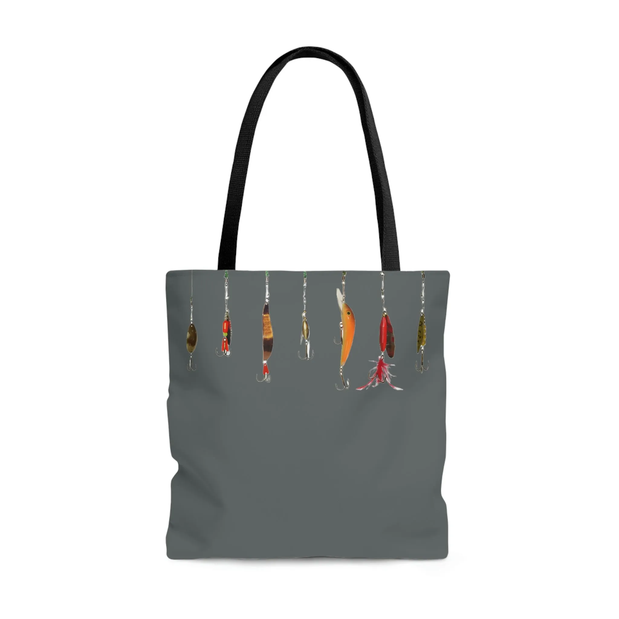 Fishing Theme  Boat / Beach Bag - Lures - Dark Grey AOP Tote Bag