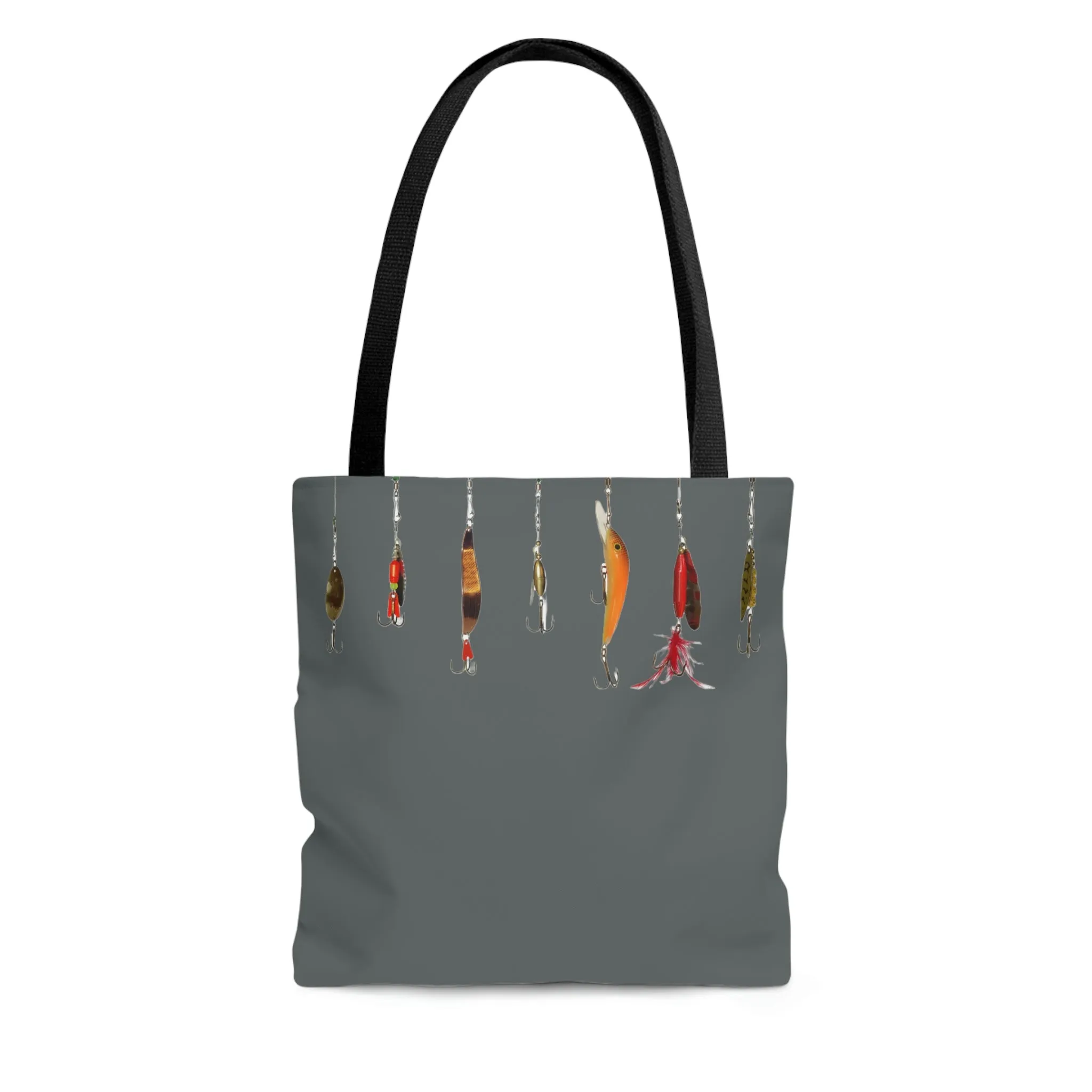 Fishing Theme  Boat / Beach Bag - Lures - Dark Grey AOP Tote Bag