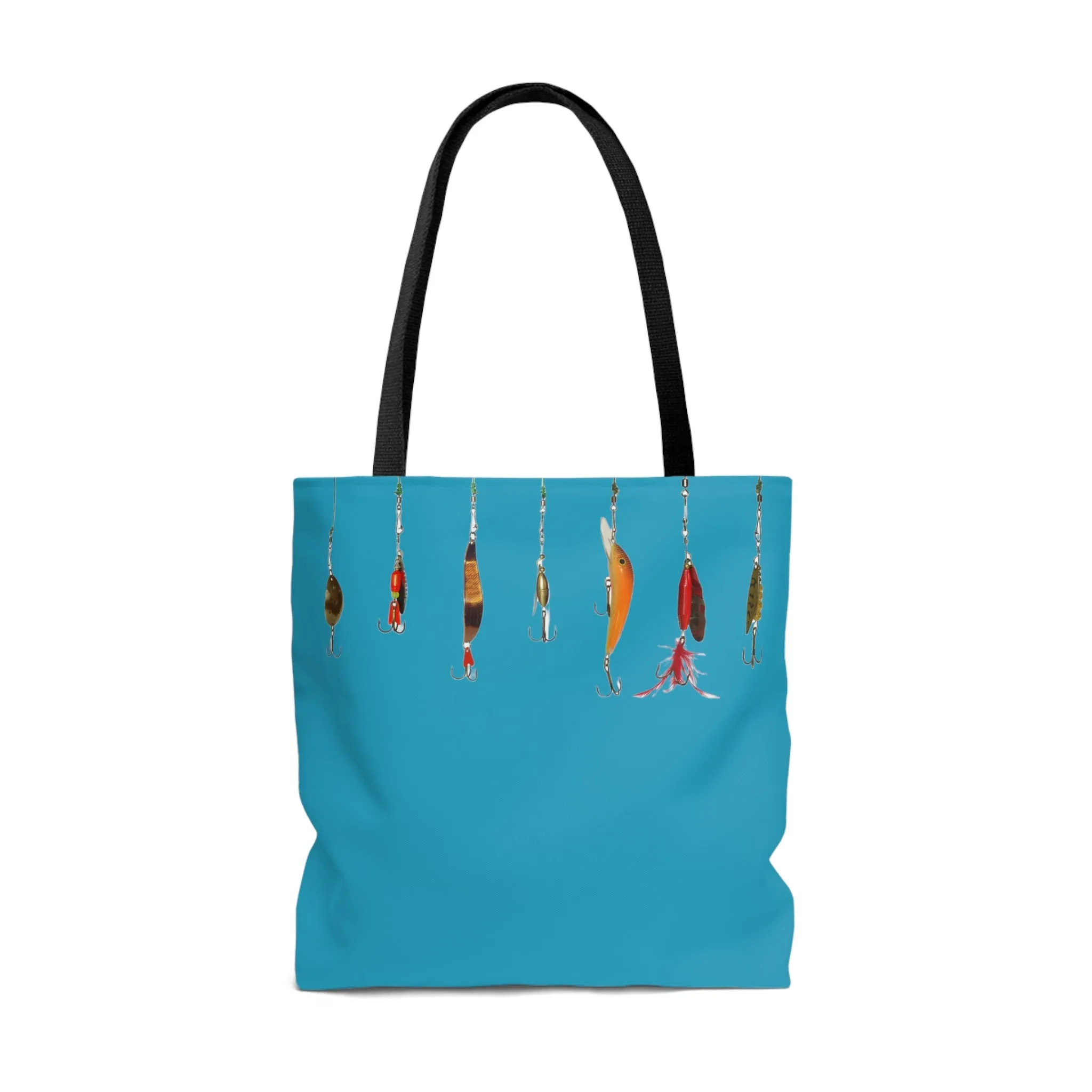 Fishing Theme  Boat / Beach Bag - Lures - Turquoise AOP Tote Bag