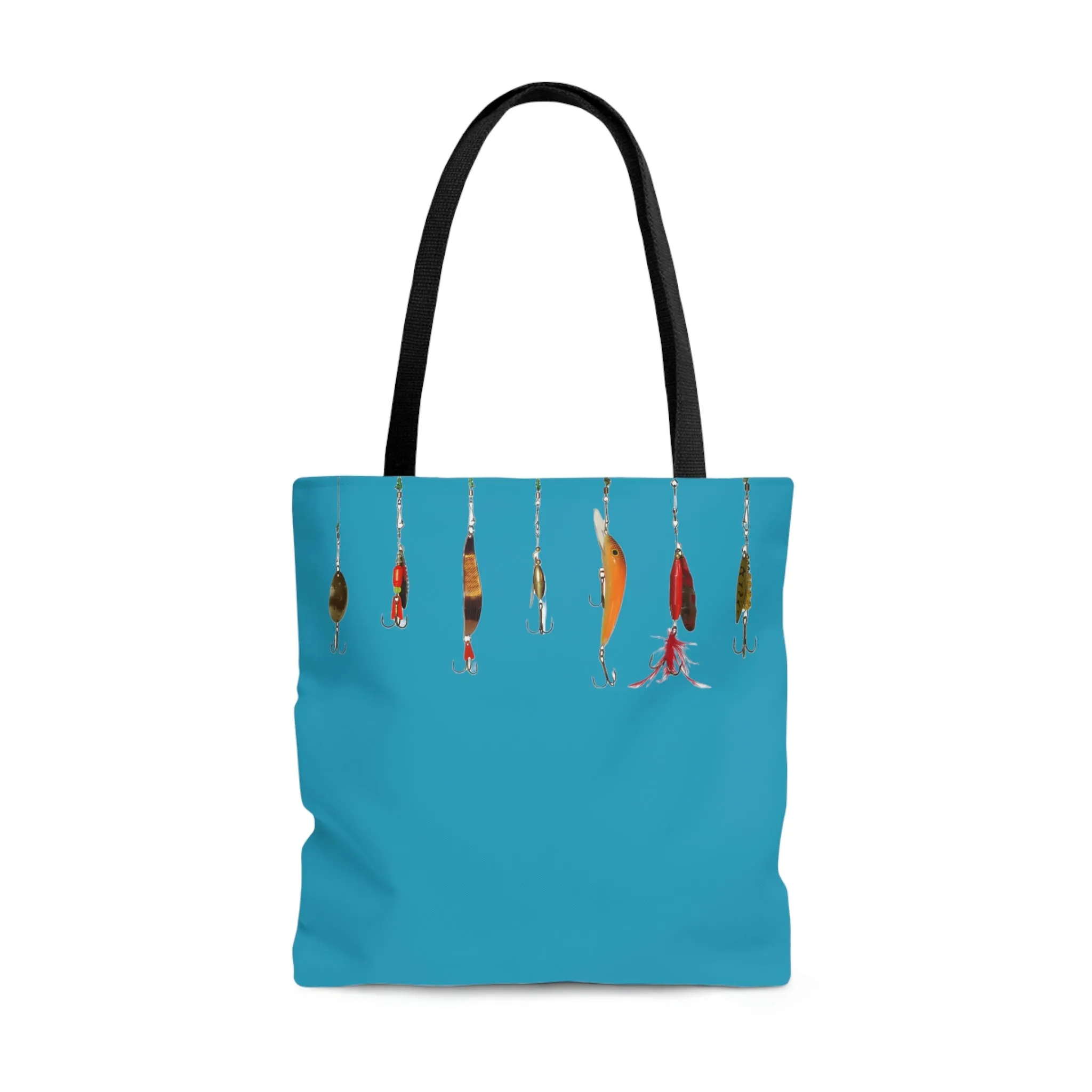 Fishing Theme  Boat / Beach Bag - Lures - Turquoise AOP Tote Bag