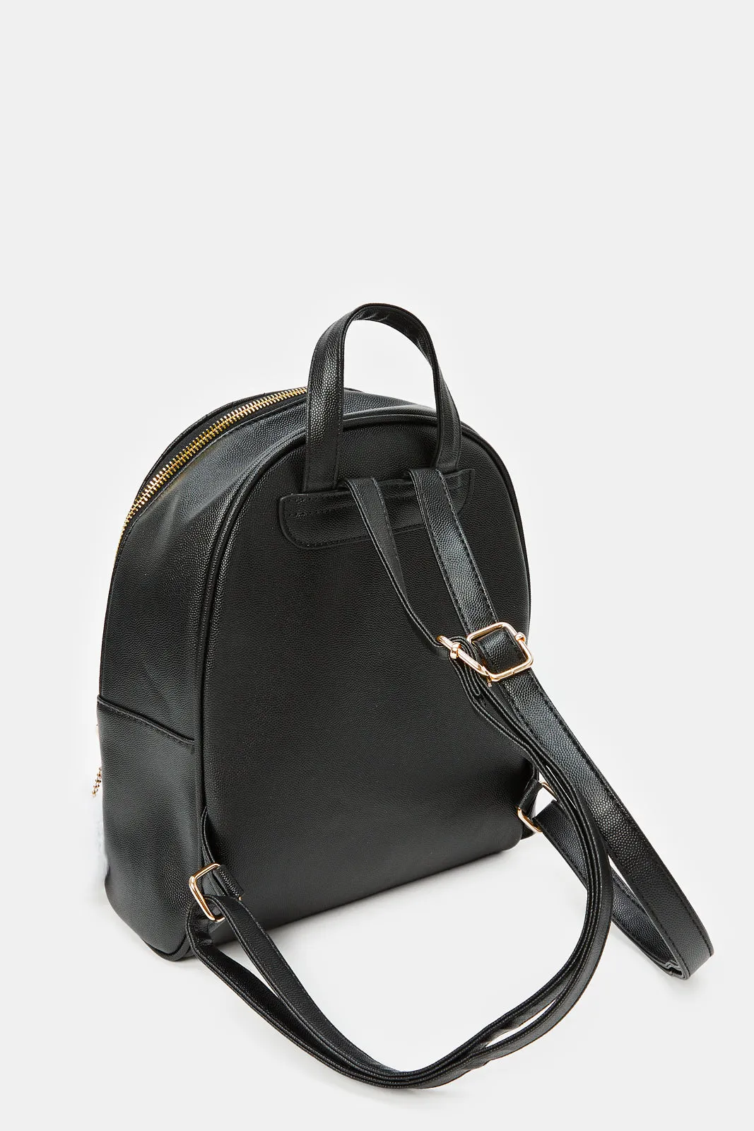 Girls Black Textured Backpack