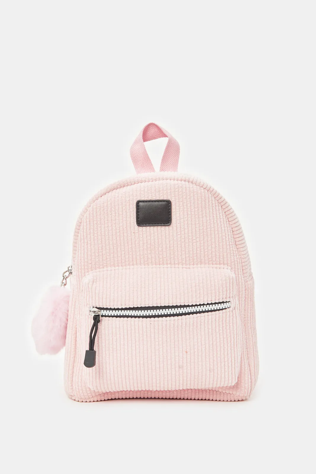 Girls Pink Corduroy Backpack