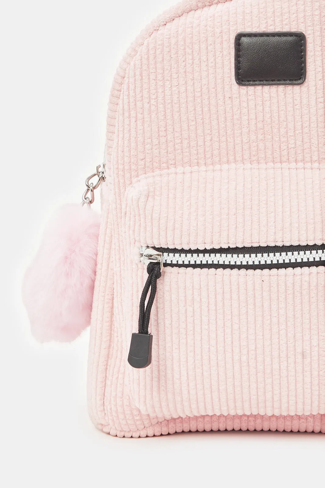 Girls Pink Corduroy Backpack