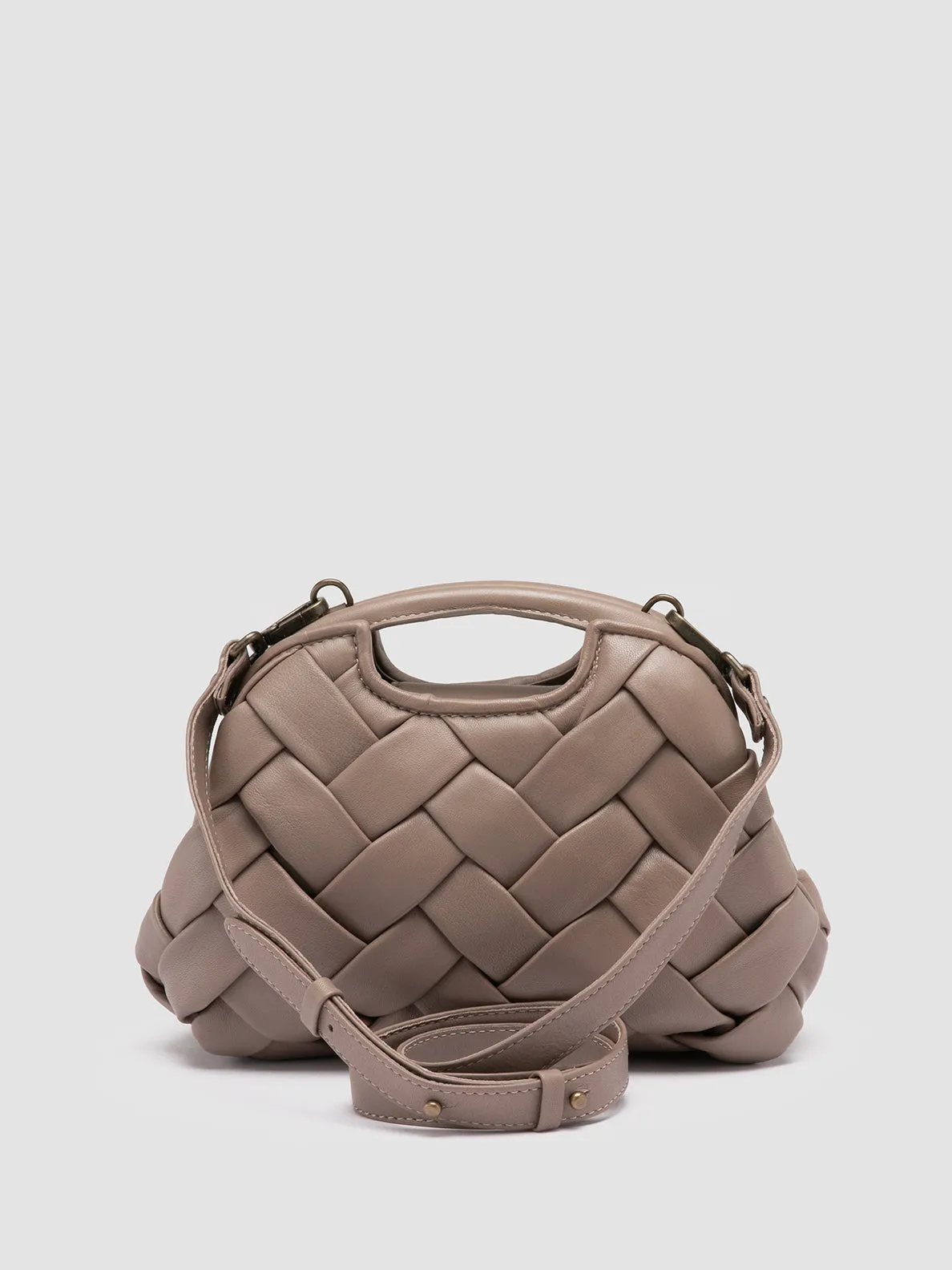 HELEN 12 Plug - Taupe Woven Leather Clutch Bag