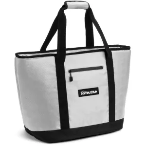 Insulated Cooler Tote, Grey, Aqua Zippers and Leakproof Liner