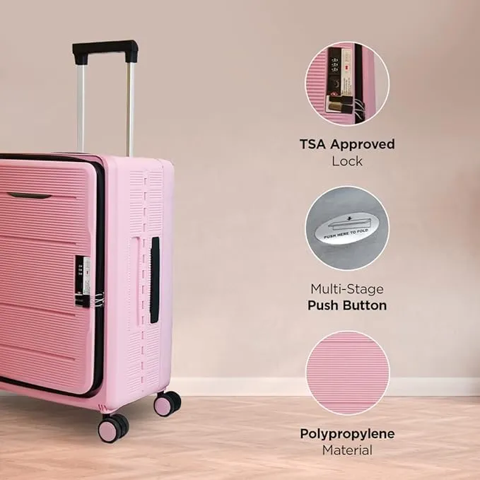 Kuber Industries Luggage Bag | Trolley Bags for Travel | Collapsible Luggage Bag | Travelling Bag | Trolley Bags for Suitcase | Lightweight Luggage Bag | 24 Inch | Pack of 5 | Rose Pink