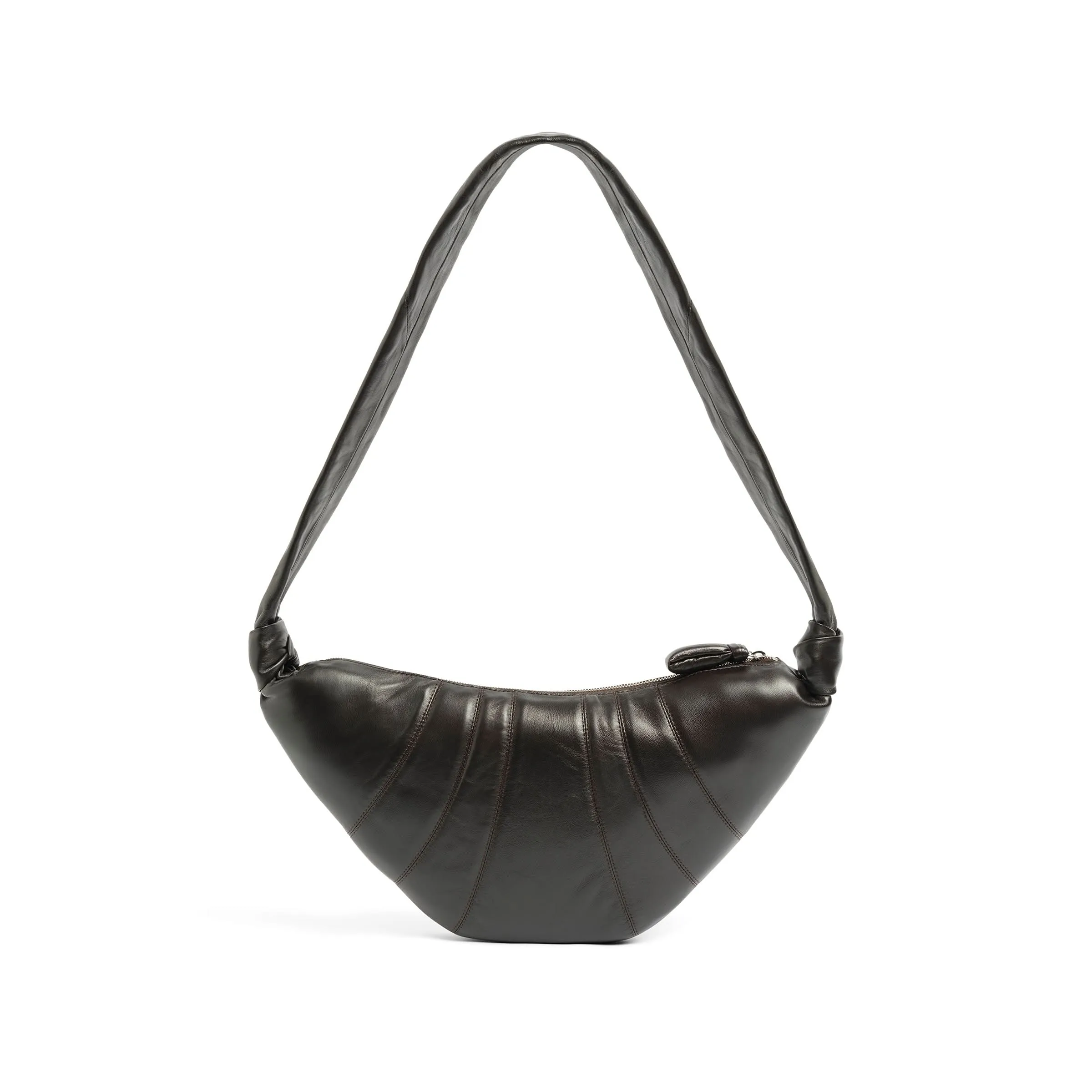 Lambskin Medium Croissant Bag in Dark Chocolate