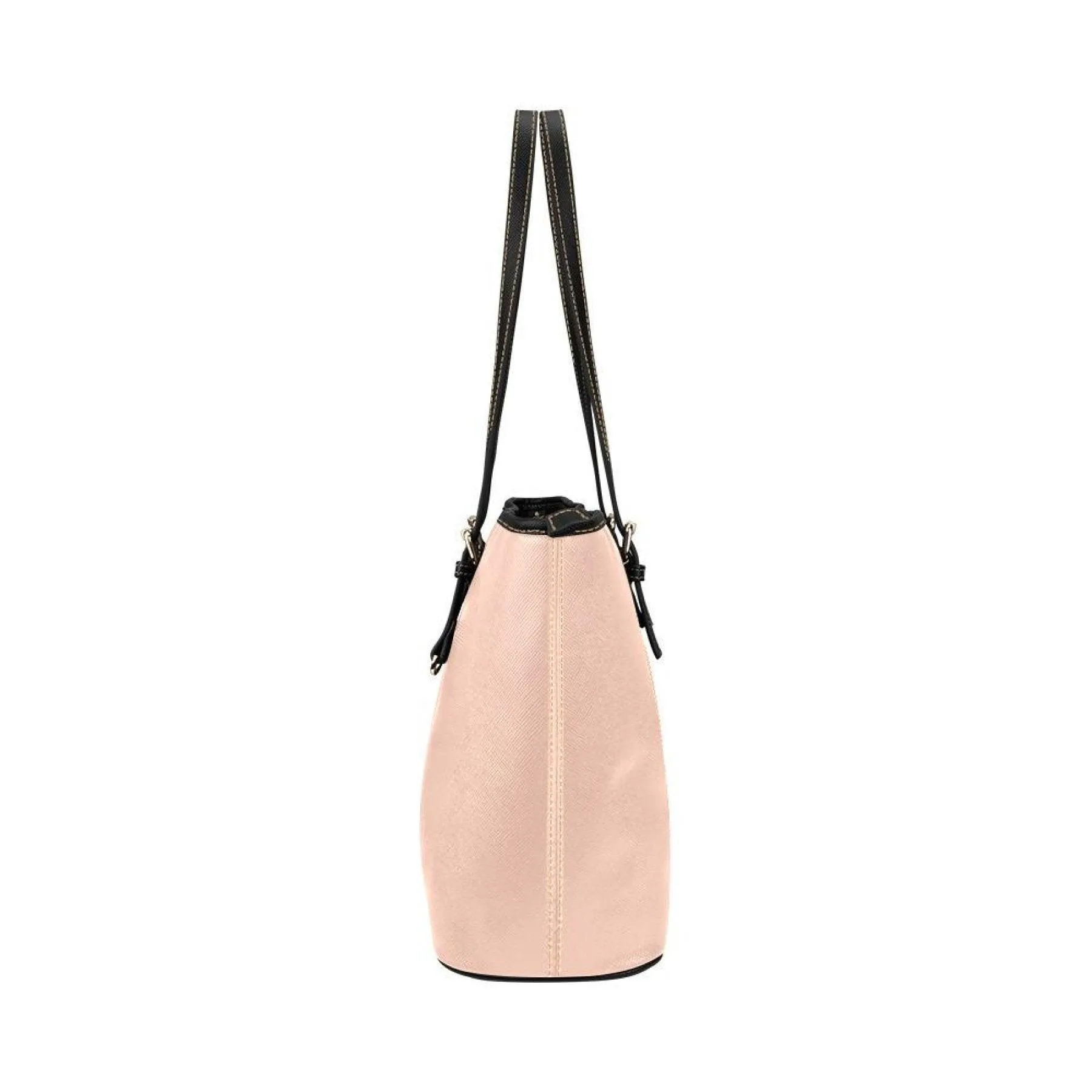 Large Leather Tote Shoulder Bag - Peach Pink Handbag