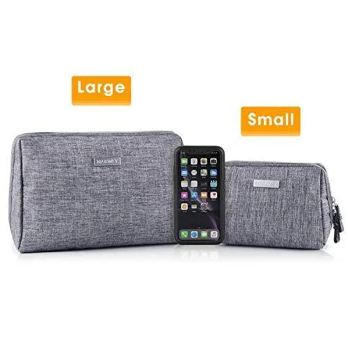 Large Makeup Bag Zipper Pouch Travel Cosmetic Organizer for Women and Girls (Large, Grey)