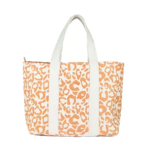 Leopard Printed Tote With Hidden Pocket At Front & Zip Closure