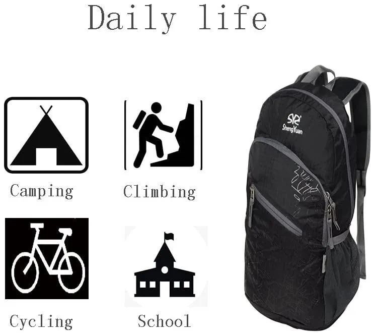 Lightweight Travel Backpack 20L Foldable Waterproof Camping Backpack with 2 Pockets