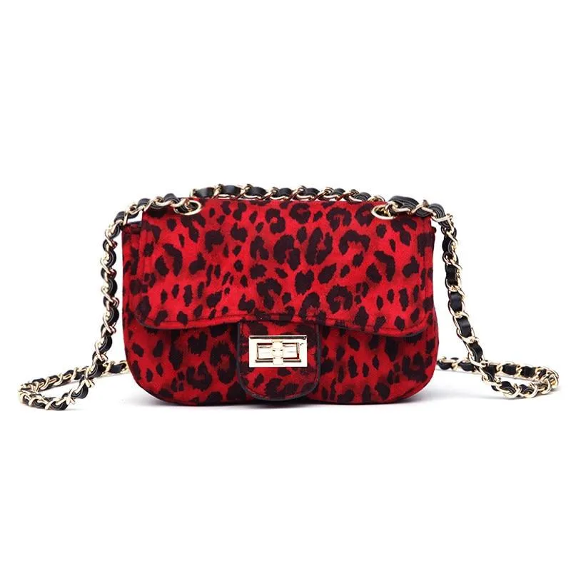 Luxury Elegant Women's Mini Square Leather Shoulder Bags With Leopard Print