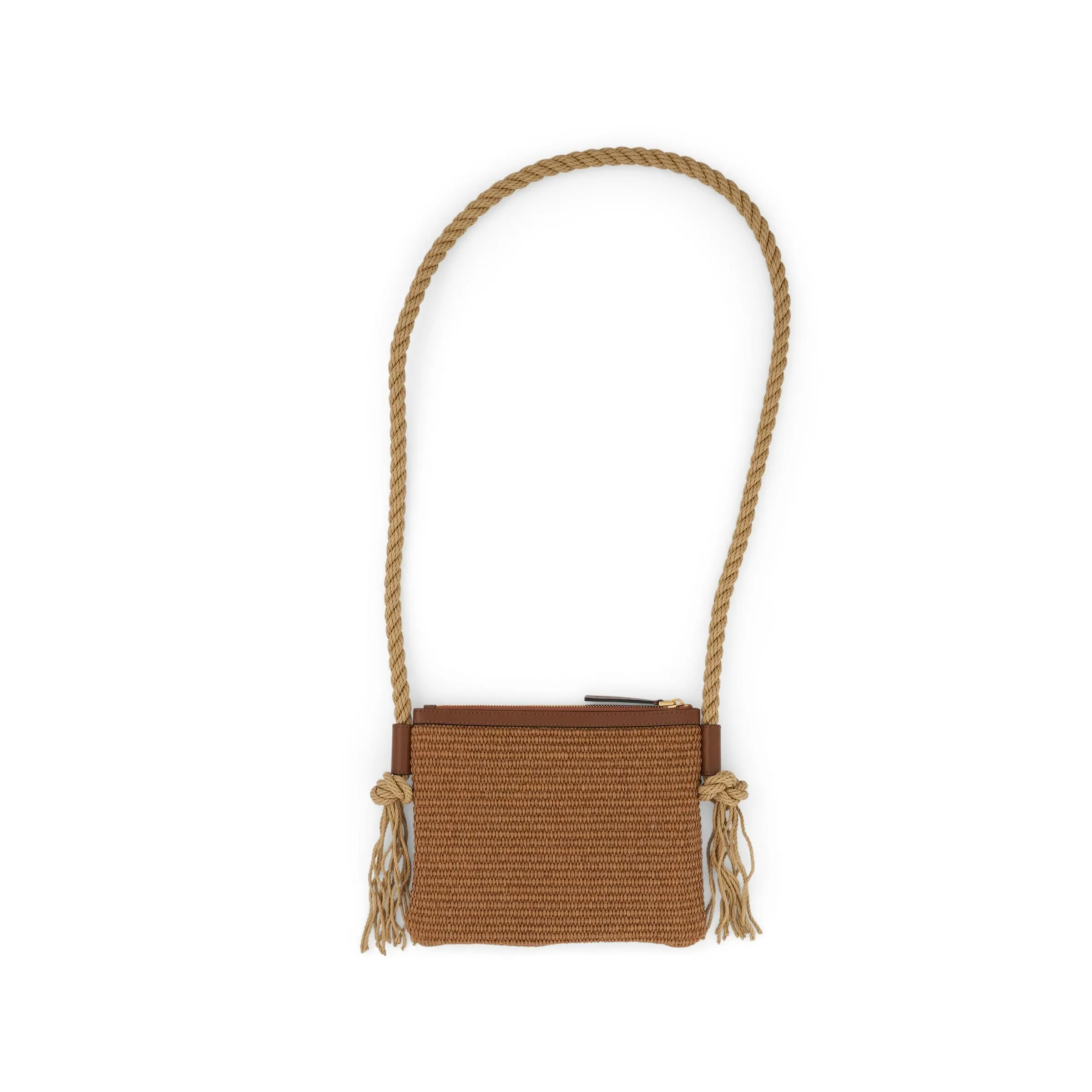 Marcel Zip Raffia Bag in Raw Sienna