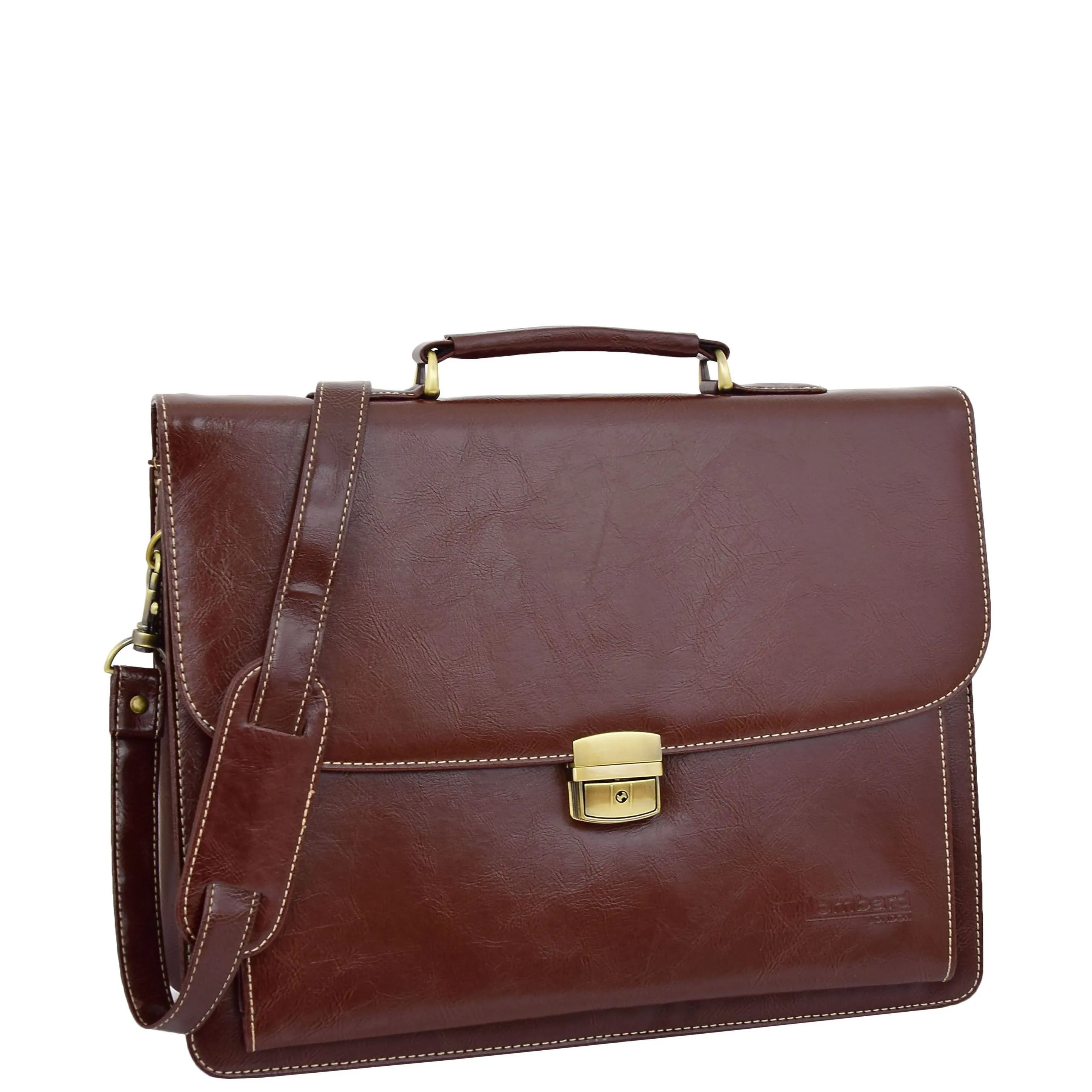 Mens pu Leather Briefcase Brown Laptop Bag A4 Office Business Satchel Andy