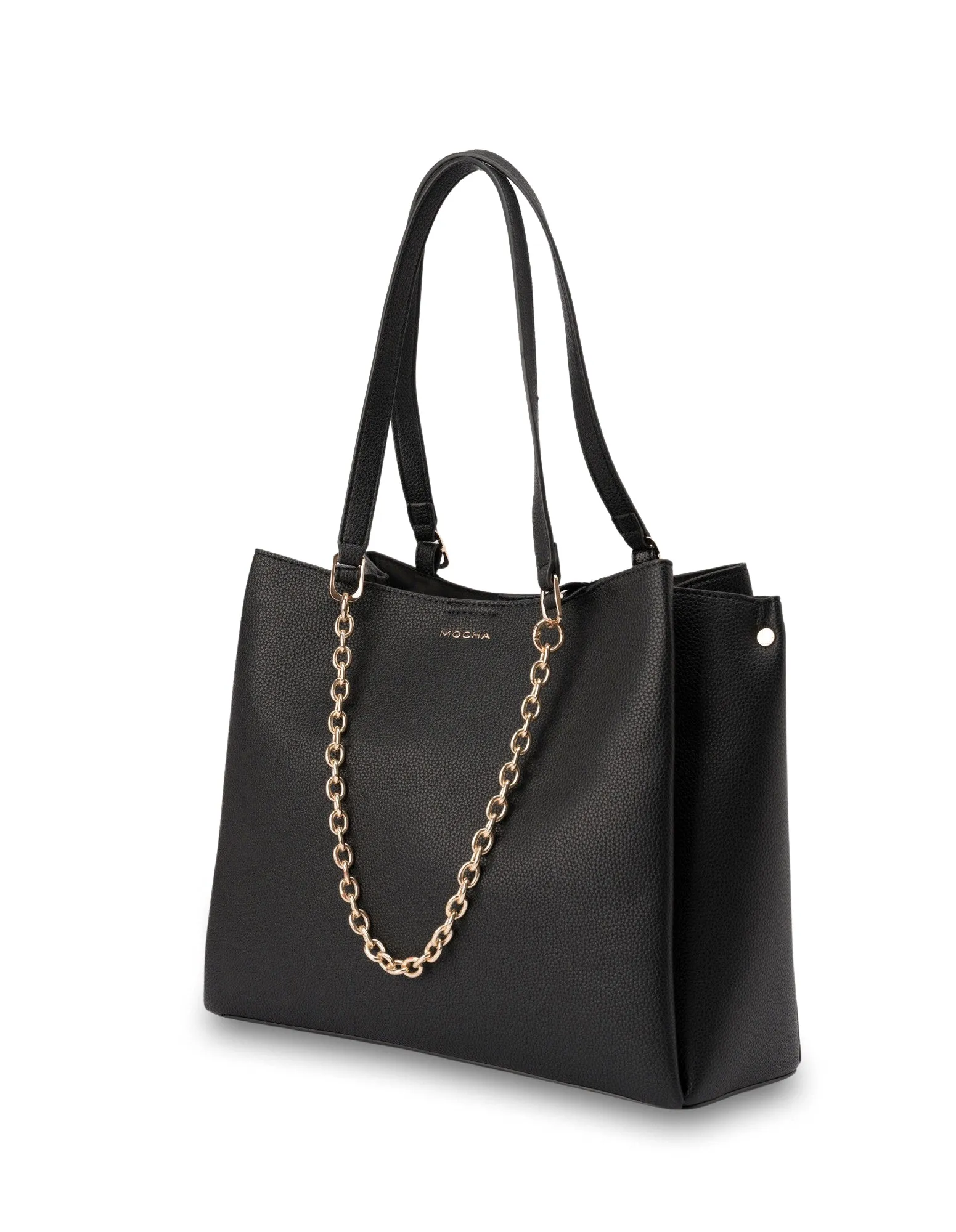 Mocha Sienna Stud Tote Bag - Black