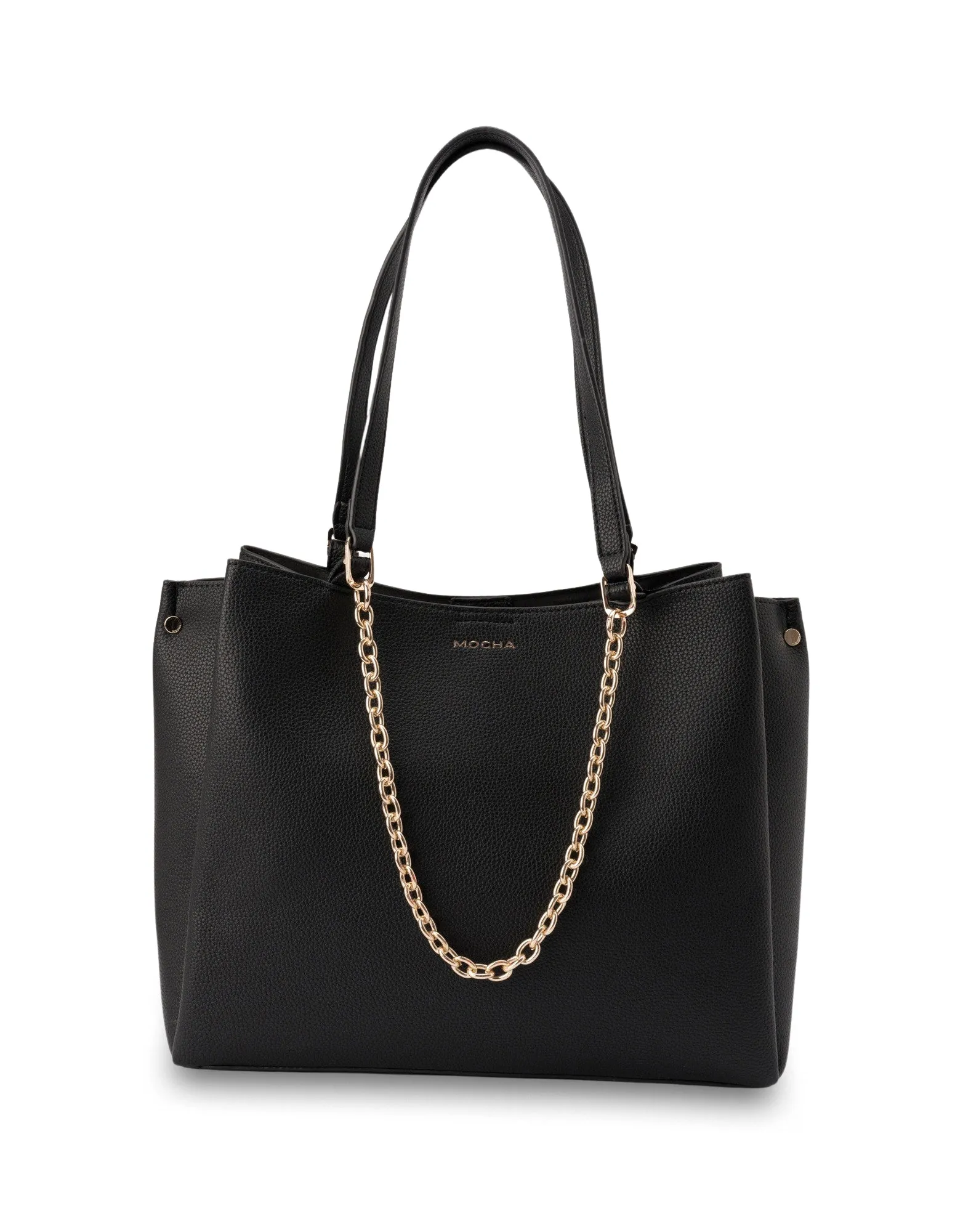 Mocha Sienna Stud Tote Bag - Black