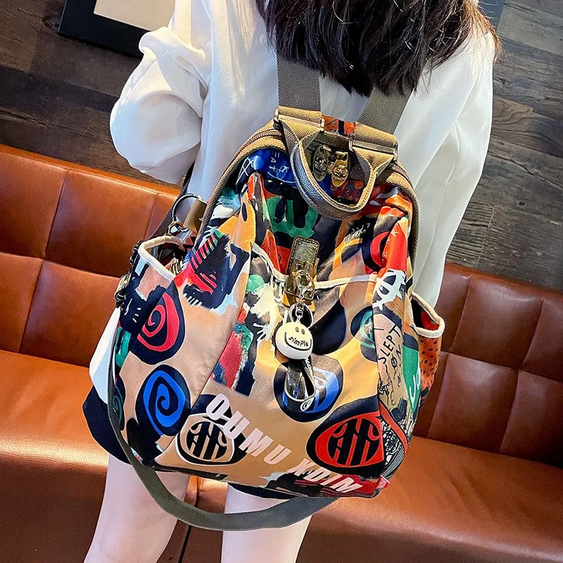 Multicolour printed lightweight backpack bag