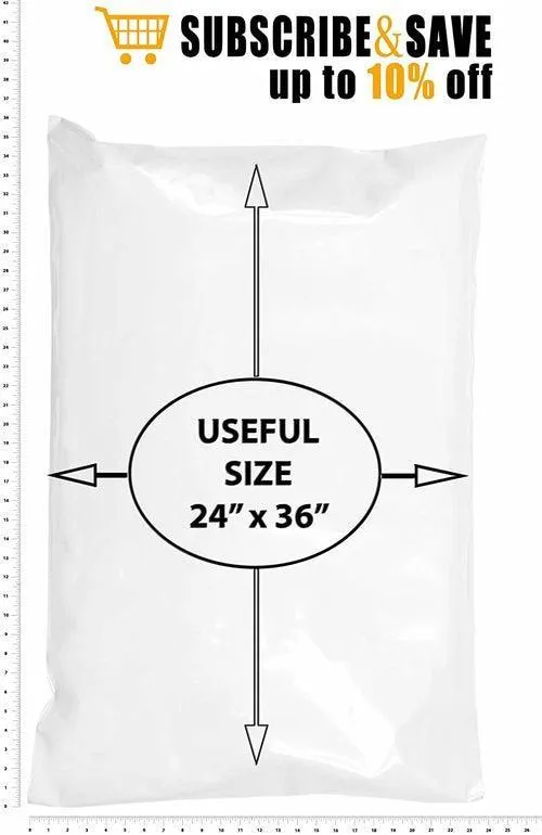 Pack of 25 Clear Bags 24 x 36 Flat Poly, Thickness 2 mil Lightweight