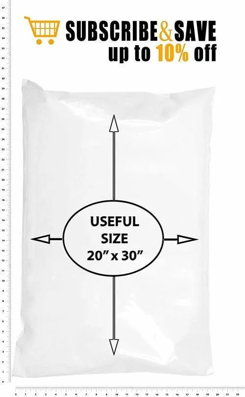 Pack of 25 Clear Bags 24 x 36 Flat Poly, Thickness 2 mil Lightweight